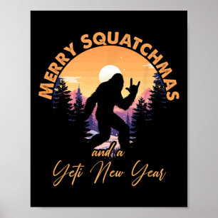 Affiche Sasquatch Père Noël Yeti Joyeux Squatchmas Bigfoot