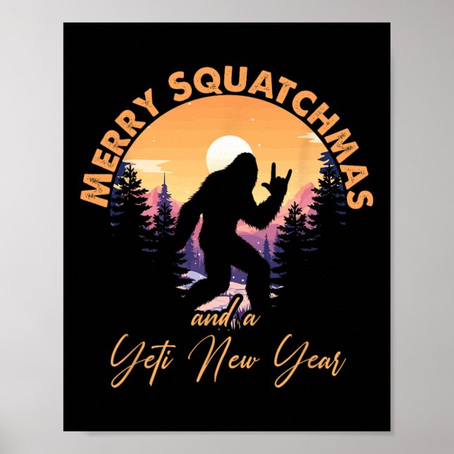 Affiche Sasquatch Père Noël Yeti Joyeux Squatchmas Bigfoot (Devant)