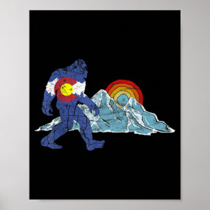 Affiche Sasquatch rétro drapeau de l'état du Colorado mont