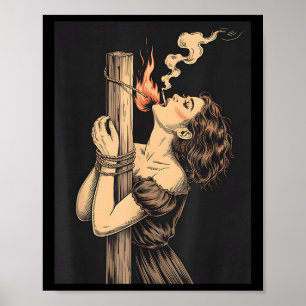 Affiche Satan Devil Hell sorcière avec Flames Cigarette Oc
