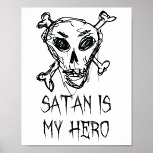 Affiche Satan Est Mon Héros Halloween Costume Mot Design