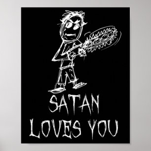 Affiche Satan vous aime Halloween Costume Mot Design