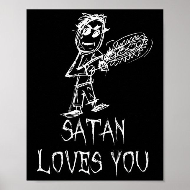 Affiche Satan vous aime Halloween Costume Mot Design (Devant)