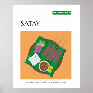 Affiche Satay Malaysia Travel Food Wall Art
