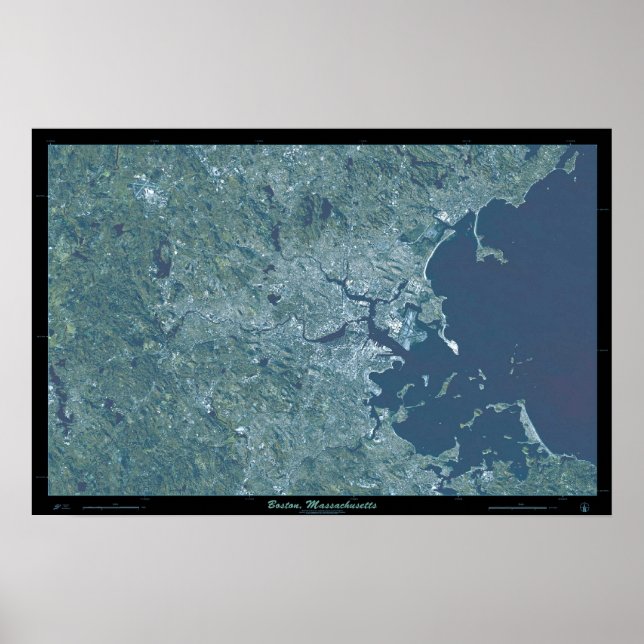 Affiche satellite de Boston, Massachusetts (Devant)