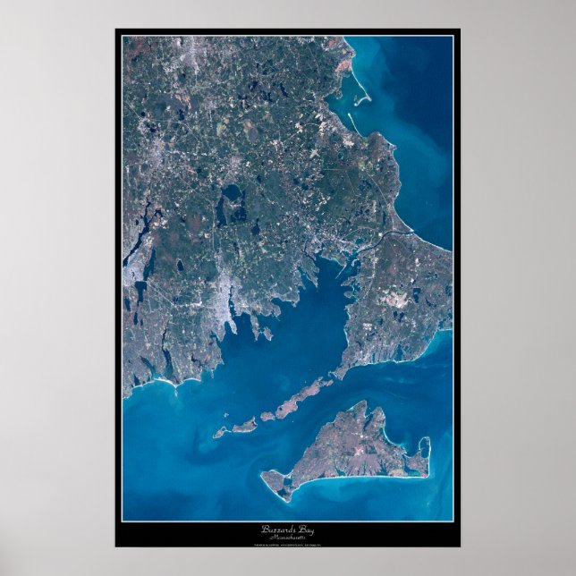 Affiche satellite de Buzzards Bay, Massachusetts (Devant)