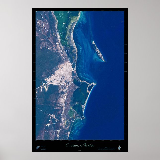 Affiche satellite de Cancun, Mexique (Devant)