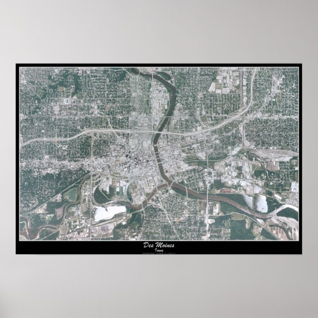 Affiche satellite de Des Moines, Iowa (Devant)