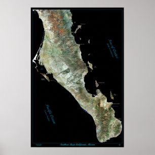 Affiche satellite de la Basse-Californie du Sud, M