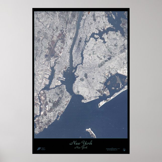 Affiche satellite de la ville de New York, New Yor (Devant)