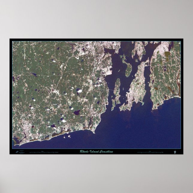 Affiche satellite de Rhode Island Coastline (Devant)