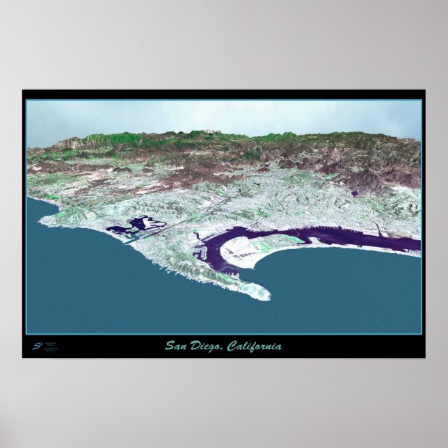 Affiche satellite de San Diego, Californie (Devant)