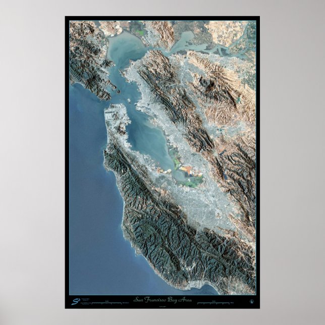 Affiche satellite de San Francisco, Californie (Devant)