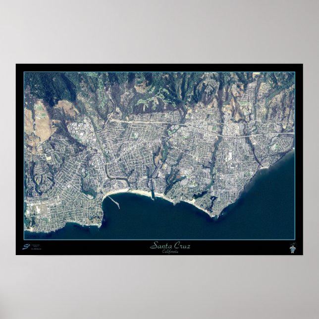 Affiche satellite de Santa Cruz, Californie (Devant)