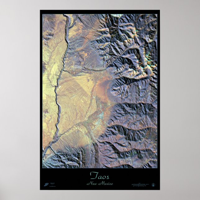 Affiche satellite de Taos, Nouveau-Mexique (Devant)