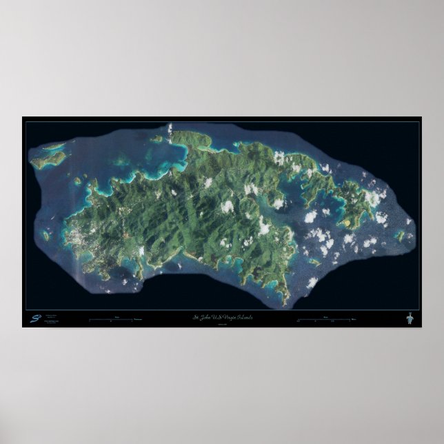 Affiche satellite des îles Vierges américaines St. (Devant)