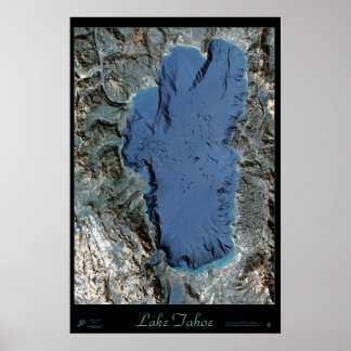 Affiche satellite du lac Tahoe Californie/Nevada