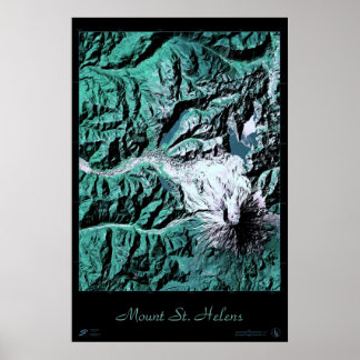 Affiche satellite du mont St. Helens Washington