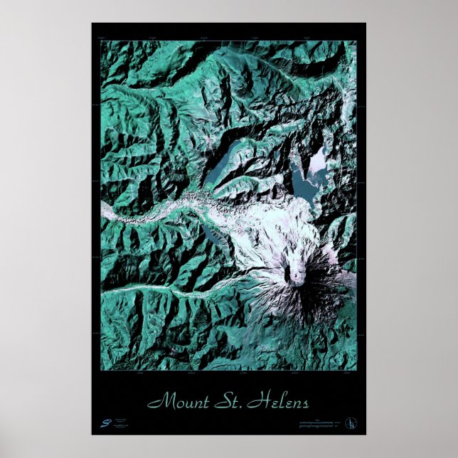 Affiche satellite du mont St. Helens Washington (Devant)
