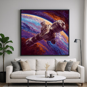 Affiche Satellite exotique - Style d'illustration Space Te