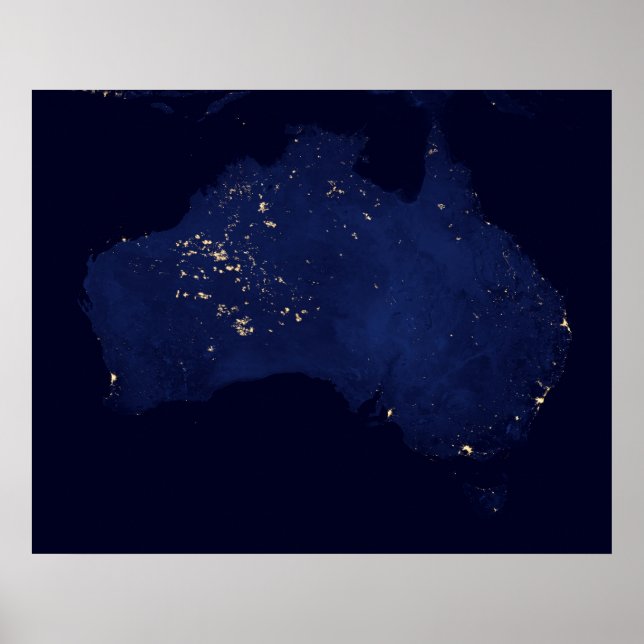 Affiche Satellite Les Lumières Nocturnes De L'Australie. (Devant)