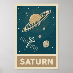 Affiche Saturn Retro Galaxy Satellite