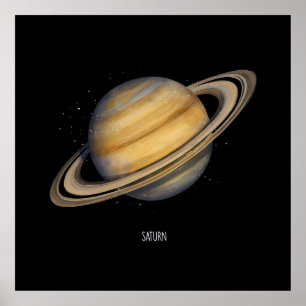 Affiche Saturne artistique avec anneaux vibrants