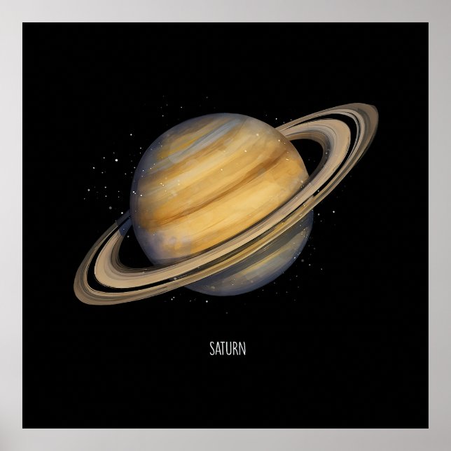 Affiche Saturne artistique avec anneaux vibrants (Devant)