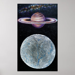 Affiche Saturne et Encelade