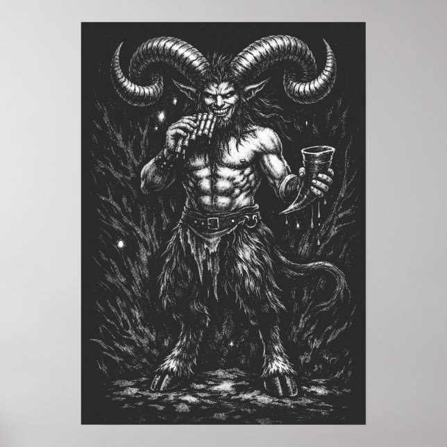 Affiche Satyre d'hiver cornu — par BurnsInHell (Devant)