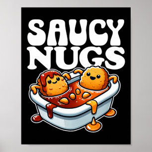 Affiche Sauce Bbq Saucy Nugs Cartoon Food Drôle Sauce Chic