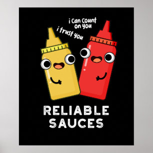 Affiche Sauces fiables Funny Food Pun Dark BG