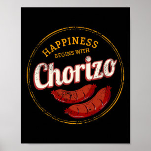 Affiche Saucisson Chorizo Rétro BBQ Vintage Gourmet Barbec