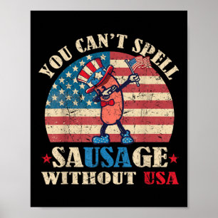 Affiche Saucisson Sans Usa Retro Funny 4 juillet Indepe