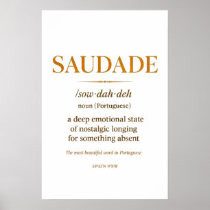 Affiche Saudade – Définition Portugaise Minimaliste Imprim