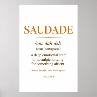 Affiche Saudade – Minimalist Portuguese Definition Print |