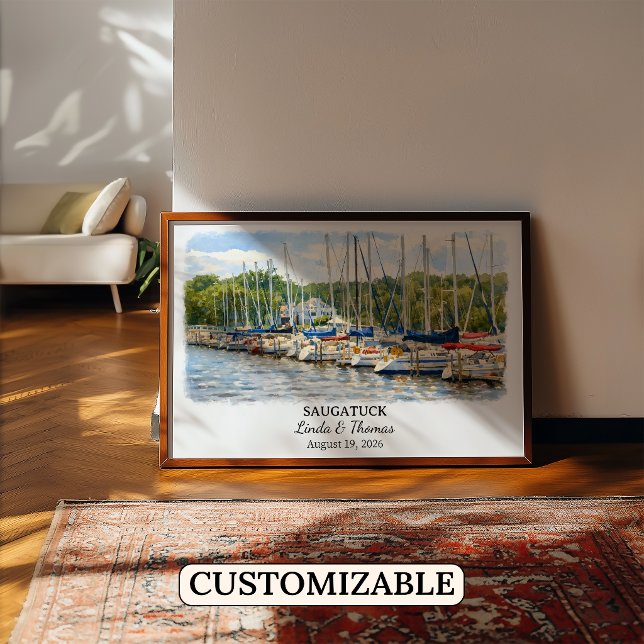Affiche Saugatuck Michigan, Aquarelle, Sur mesure (Créateur téléchargé)