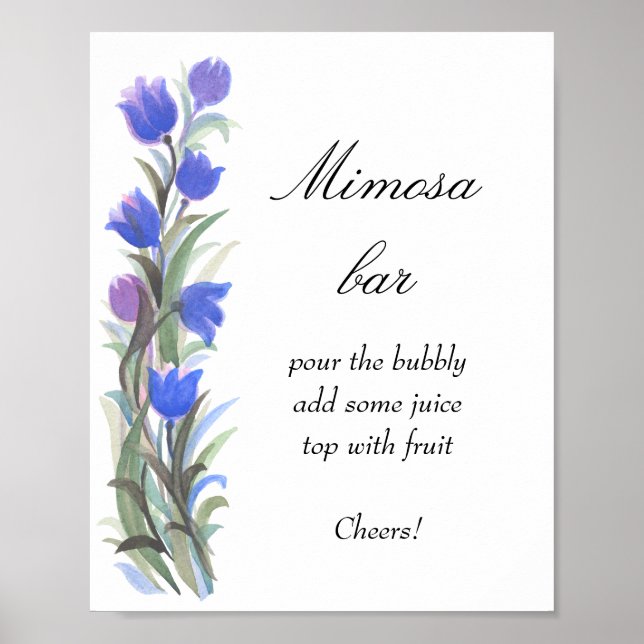Affiche Sauge bleue fleurs sauvages vert bar Mimosa     (Devant)