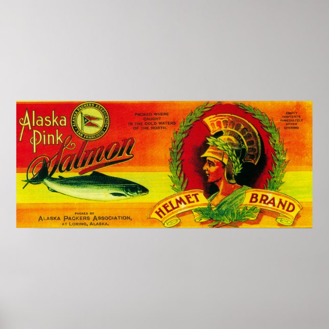 Affiche Saumon casque Can LabelLoring, AK (Devant)