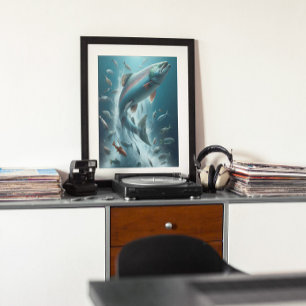 Affiche Saumon majestueux pendant la Danse Lune 12x16