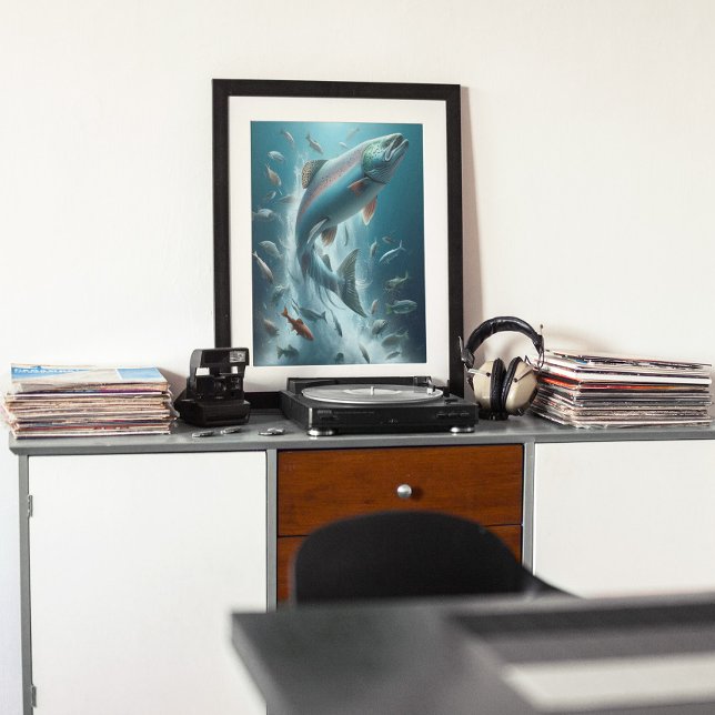 Affiche Saumon majestueux pendant la Danse Lune 16x20 (Créateur téléchargé)