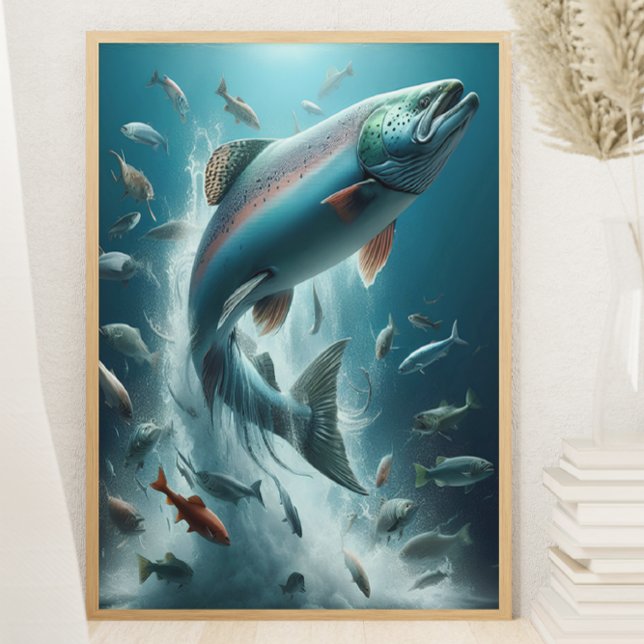Affiche Saumon majestueux pendant la Danse Lune 8x10 (Créateur téléchargé)