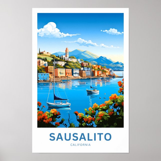Affiche Sausalito California Travel Print (Devant)