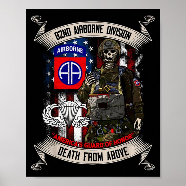 Affiche Saut en parachute d'un parachutiste de la 82e divi (Devant)