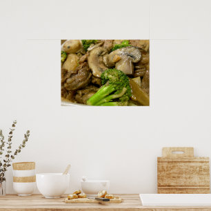 Affiche Sauté de boeuf, brocolis et champignons