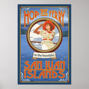 Affiche Sautent à cloche-pied le ferry - îles de San Juan,