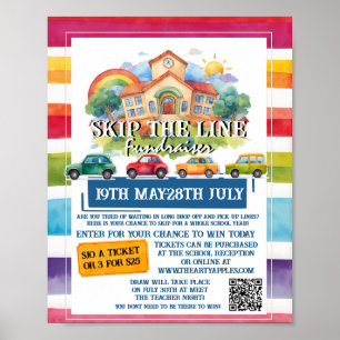 Affiche sauter la ligne collecte de fonds scolaire billet