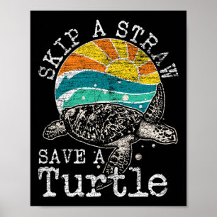 Affiche Sauter Une Paille Sauver Une Tortue