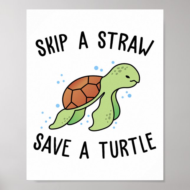 Affiche Sauter une paille Sauver une tortue Sauvons les to (Devant)