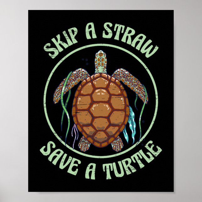 Affiche Sauter Une Paille Sauver Une Tortue Sea Créatures  (Devant)